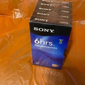 5 blank packaged SONY VHS 6 hour tapes